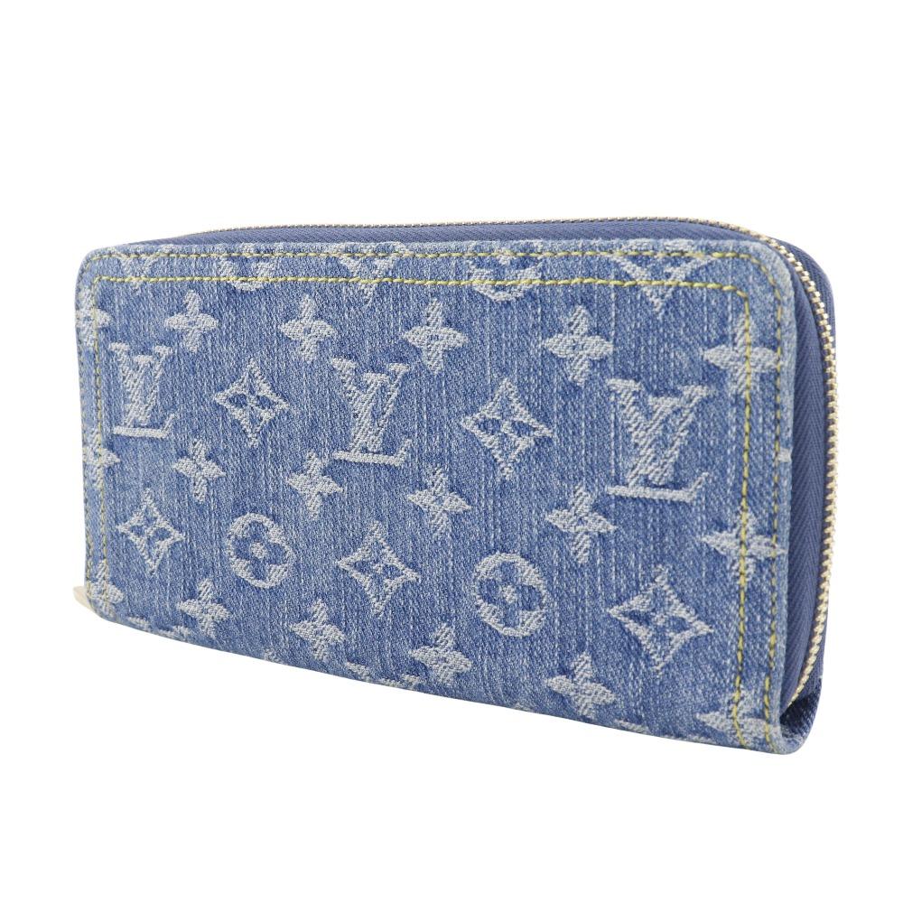 Louis Vuitton Zippy Wallet Purse M82958 Blue Monogram Denim Unisex Used