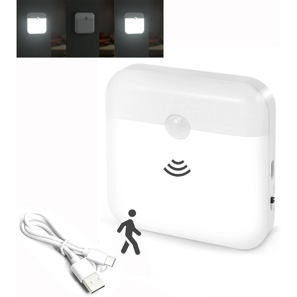 Motion Sensor Led Night Light Square Wireless Wall Magnetic Warm White/Cool White Usb Rechargeable Smart Hallway Bedside Cabinet