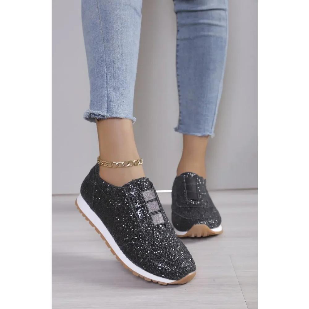 Summer New Women's Shoes Gold and Silver Trendy Sports Shoes Women's Outdoor Casual Walking Shoes, Flat Bottom Plus Size 35 43