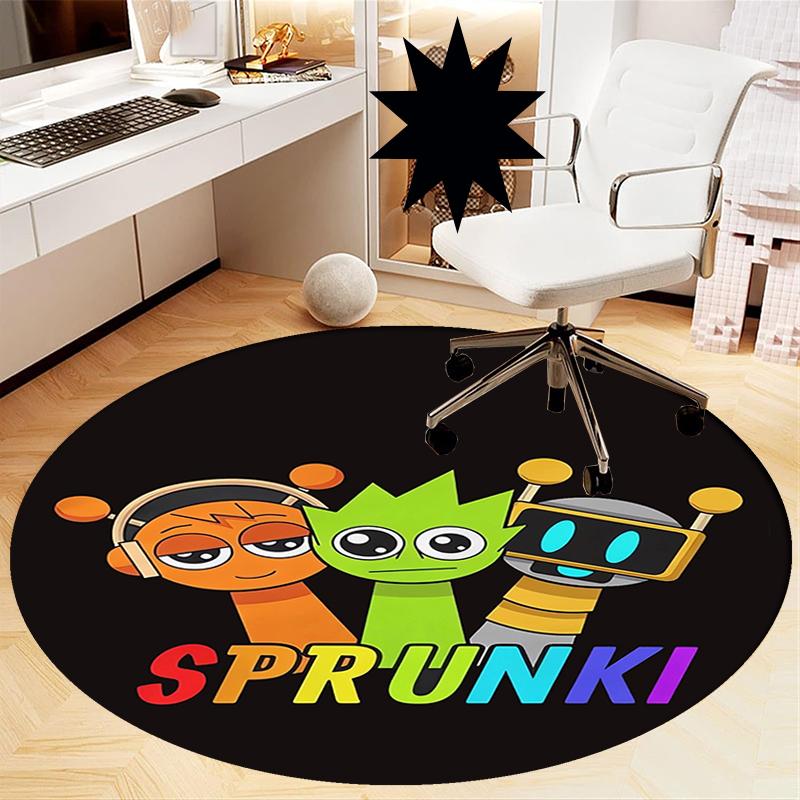 Sprunki Printed Round Rug Carpet Chair Rug Area Rug Entryway Doormats,for Office Chair Living Room Bedroom Kitchen Room.