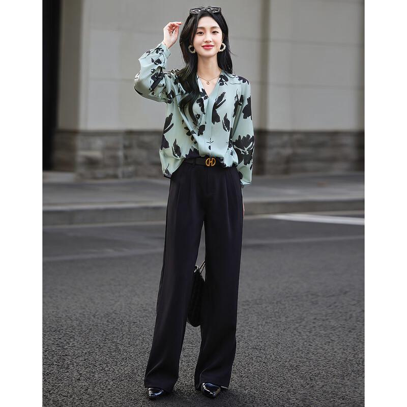 Demana Spring Floral Print Breathable Blouse XL