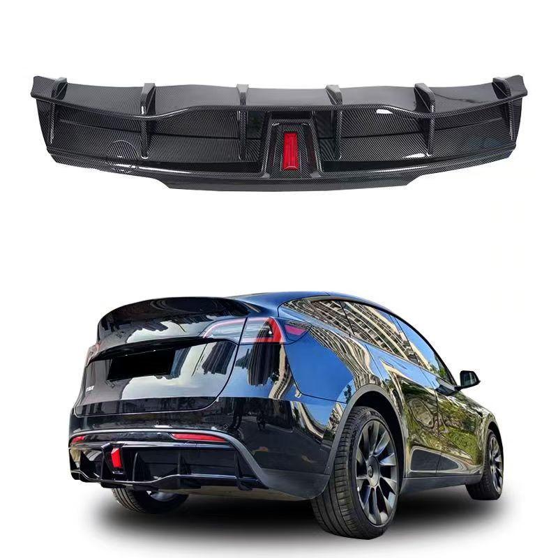 For Tesla Model Y 2019-2024 Car Rear Bumper Diffuser Splitter Lip Chin Spoiler Black Carbon Exterior Accessories Tuning Part