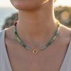 Stone Beads Necklace Colorful Beaded Choker Boho Summer Holiday Necklace for Women Daily Wear Party Beach Vacation Jewelry