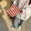 Contrast Color Women's Stripe Storage Bags Cute Large Capacity Female Cosmetic Bag Makeup Case Canvas Clutch Purse Handbags