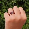 Natural Red Garnet Butterfly Ring, 925 Sterling Silver Charm Ring, Women's Ring, Promise Ring, Engagement Ring, Gift For Her