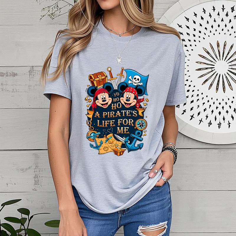 A Pirates Life for Me Adventure Printed Womens TShirt Pure Cotton Short Sleeve Casual Top Summer Womens Clothing