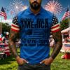 Men's Casual Short Sleeve Polo Shirt with Graphic Print and American Flag Pattern Sleeves Button Down Collar Athletic Fit