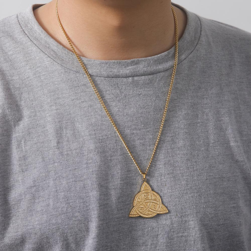 Dawapara Triple Moon Goddess Triquetra Necklace Trinity Knot Pendant Irish Amulet Wiccan Witchcraft Jewelry Stainless Steel