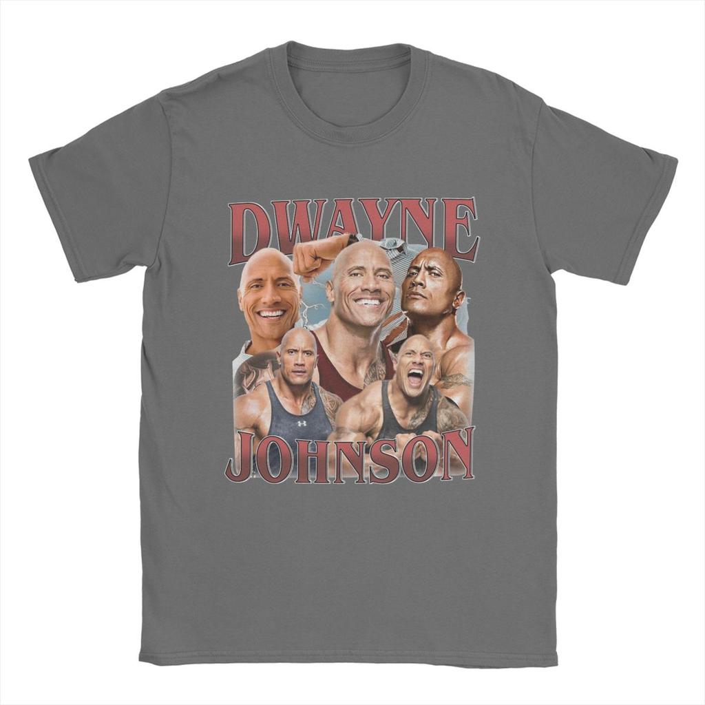 Men T-Shirt Dwayne Johnson Bootleg 90s Style Vintage Pure Cotton Tee Shirt Short Sleeve T Shirt Crewneck Tops Summer