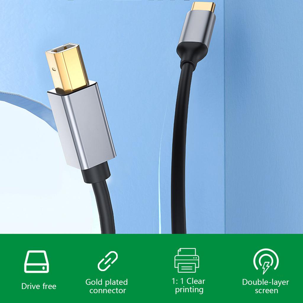 Fast Speed Printer Cable, Male USB Type C to Male USB B for Efficient Data Transfer Between Printers Scanners and PC