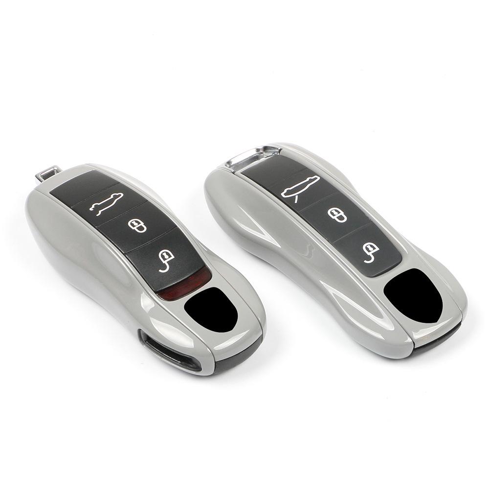 Matte Gray Key Shell for Porsche: Cayenne, Macan, 911, Panamera, 718, Taycan
