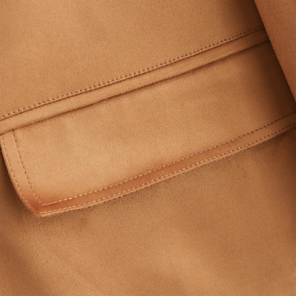 Women's Two-Color Suede Suit Jacket - Brown Mylar (Autumn/Winter 2024)