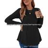 Long-Sleeve Solid Color Maternity Pullover T-Shirt