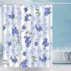 JIT1pcs Nordic Fresh and Simple Blue Floral Shower Curtain, High-end Elegant Bathroom Curtain, Bathroom Decoration Pattern