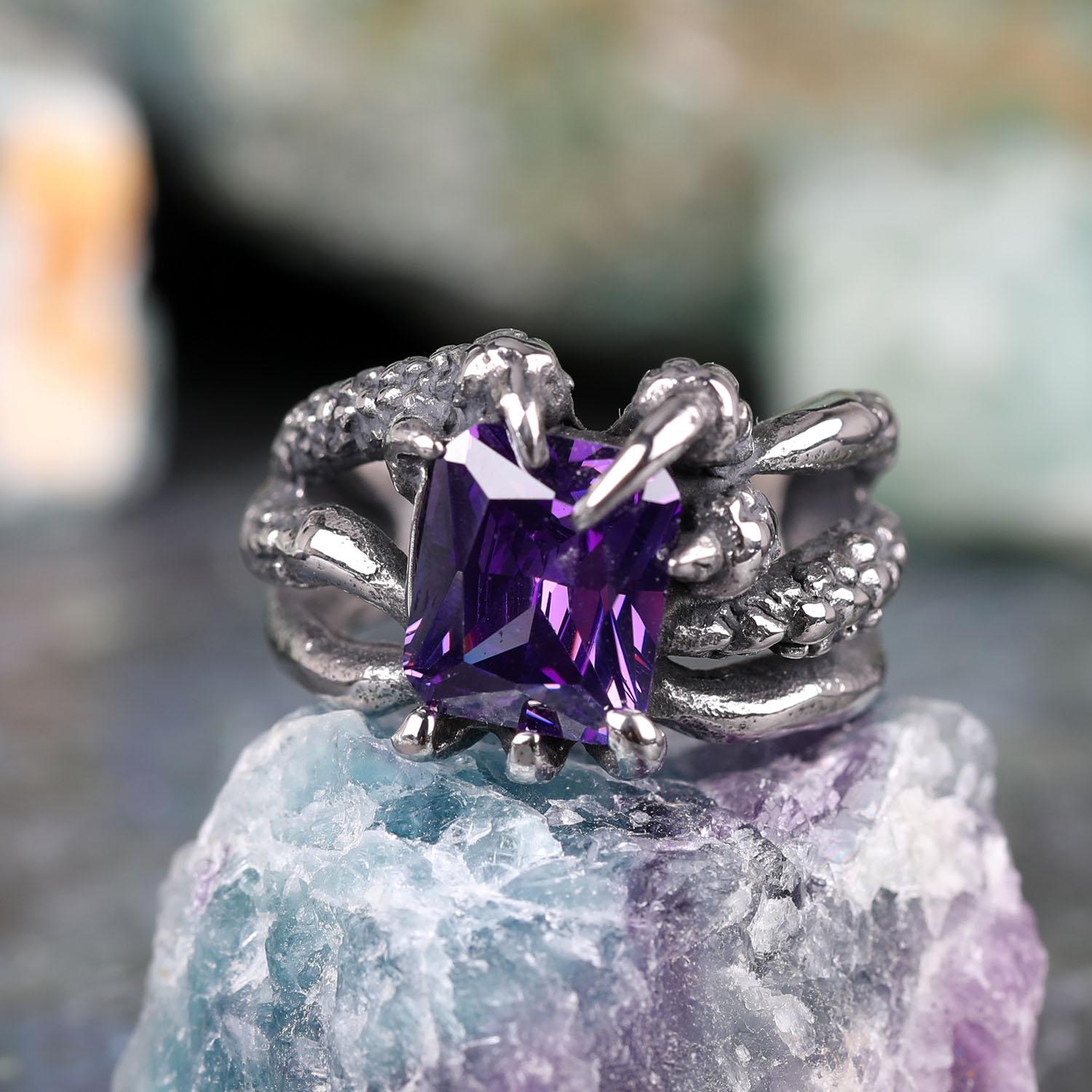 

Men s Purple CZ Zircon Fashion Wedding Band Stone Ring Stainless Steel Rings Jewelry for Man Wholesale Waterproof Not Fade 7