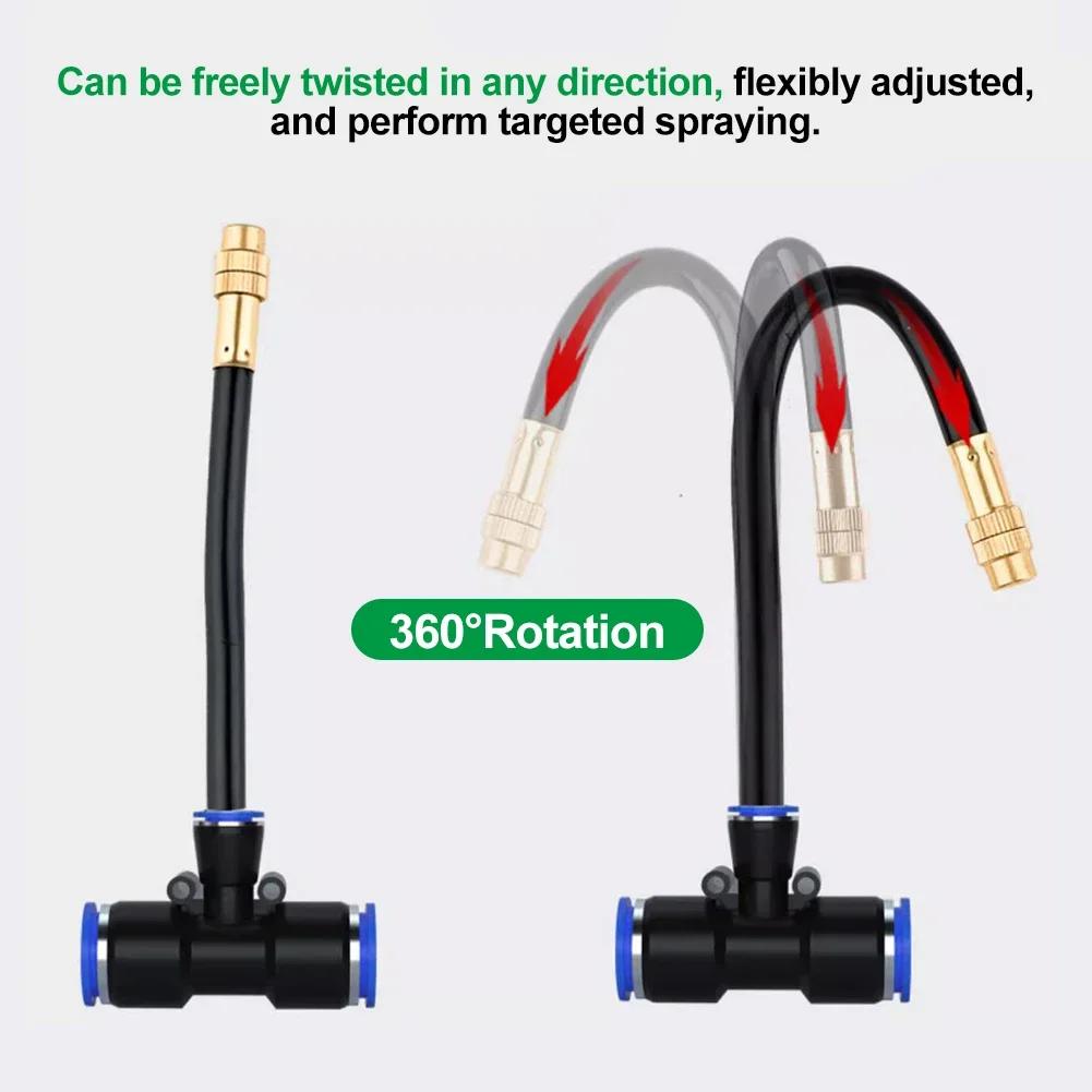 Micro Irrigation Sprinkler Parts Misting Nozzle 360° Bendable Brass Spray Head for Irrigation Patio Greenhouse Humidification