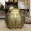 Brass Dragon and Phoenix Hundred Blessings Tea Canister with Lid Brass Golden Dragon Tea Jar Metal High-end Moisture-proof Insec