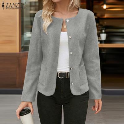Dames Casual Ronde Hals Losse Lange Mouw Vest Blouse
