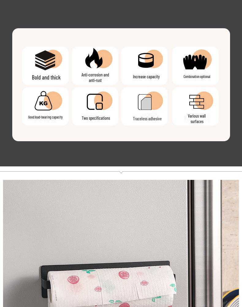 Magnetic Refrigerator Rack & Holder for Paper Towels, Seasoning Bottles, Cling Film, and Rags.