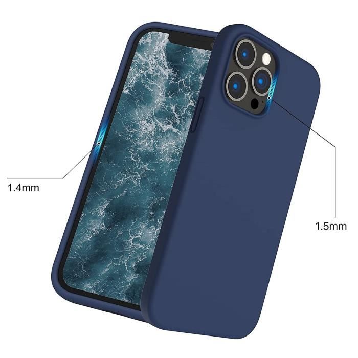 Coque de protection - toproduits® - iphone 13 pro max - bleu - 2 verres trempés - résistant aux rayures