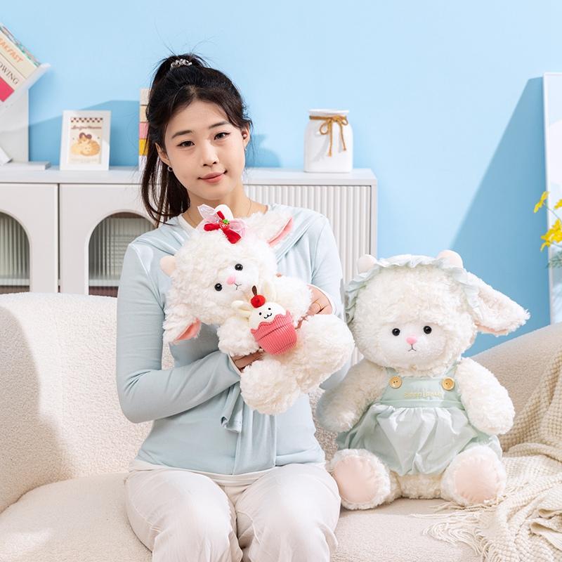 Adorable Sheep Plush Dolls Kawaii Lamb Stuffed Toys For Children Soft Cartoon Animal Pillow Birthday Gift Wedding Party Decor