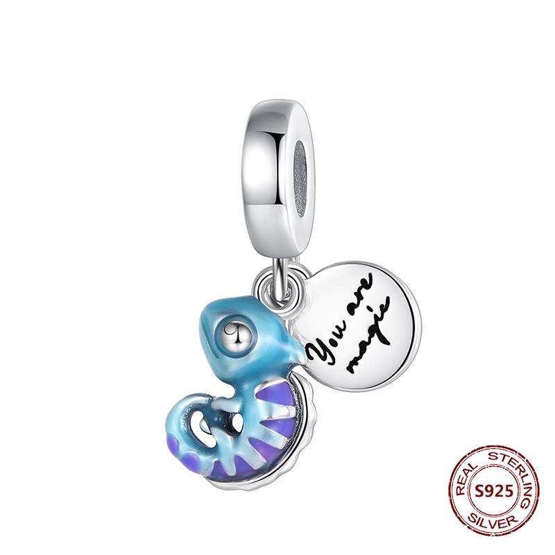 

Подходит для модных браслетов из стерлингового серебра 925 пробы Хамелеон Звезда Луна Подвески Черепаха Голубые глаза Бусины DIY Ювелирные изделия Подарок на Хэллоуин PJT935