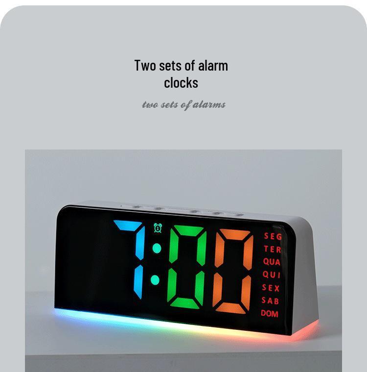 RGB Multi-functional Night Light Desk Clock with Alarm - Model GH0739R
