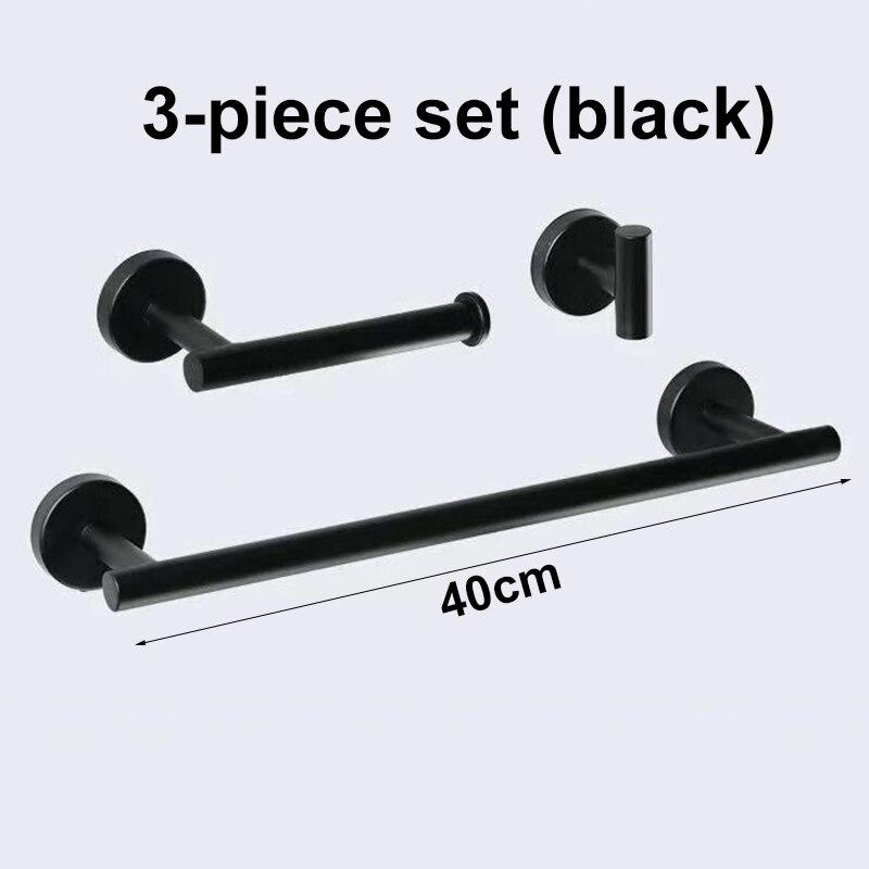 

Серебристый, черный крючок для халата, вешалка для полотенец, барная стойка, полка, держатель для папиросной бумаги, набор фурнитуры для ванной комнаты из нержавеющей стали, аксессуары для дрели 3-piece set B