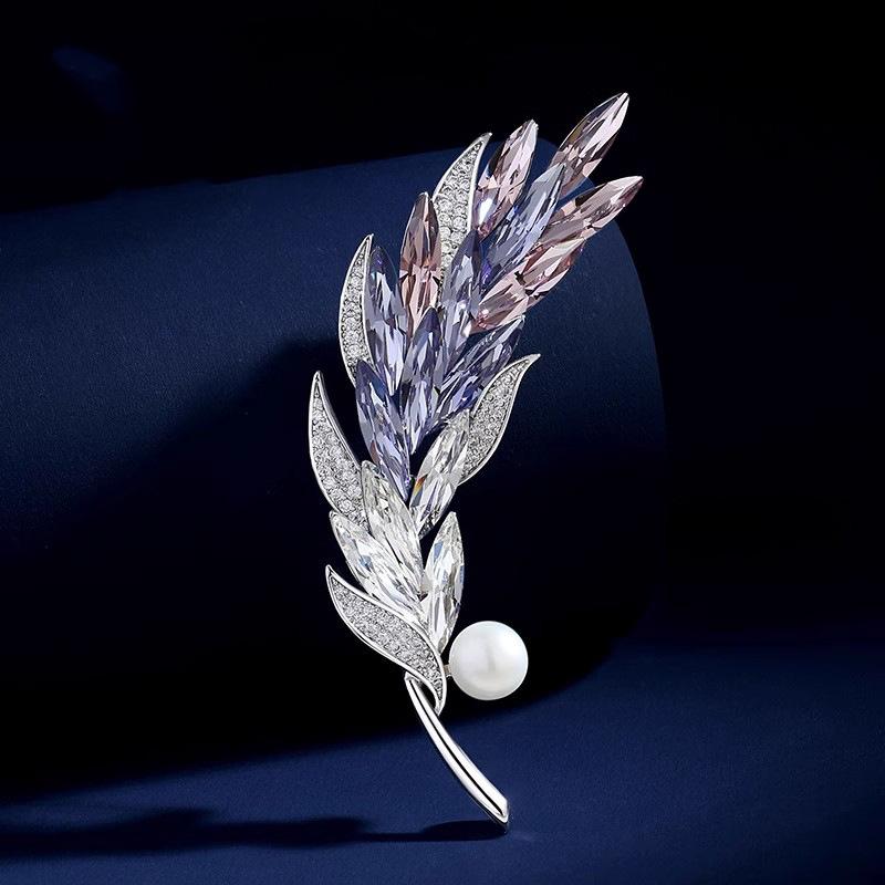 Crystal Wheat Ear Brooch, High-end Women's Personalized and Versatile Brooch, Light Luxury and Niche Design Sense Brooch