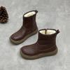 Johnature Genuine Leather Warm Cotton Boots Thick Soled Comfortable Side Zipper Women's Short Boots