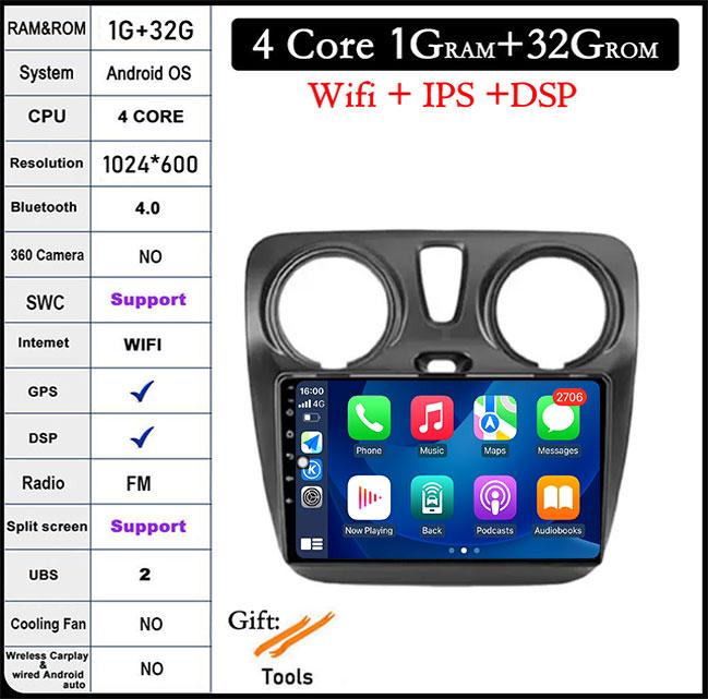 

Для Renault Lodgy 2021 Для Dokker 2012 - 2020 Android 14 QLED Головное устройство Мультимедийный автомобильный плеер Авто Радио Навигация GPS Стерео