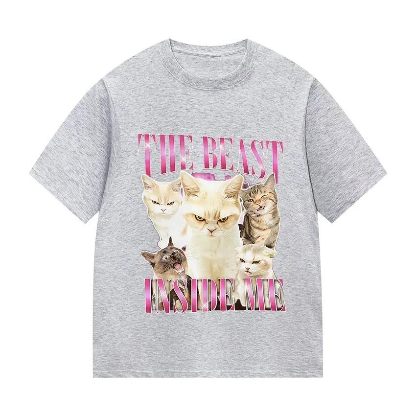 Beast Gifts Unique and Fun Cat Emoji TShirt Retro Harajuku Style Casual ShortSleeved TShirt Women Clothing Personality Y2K