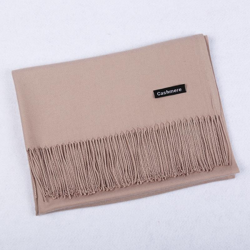 Solid Color Cashmere Scarf Women'S Autumn And Winter Explosion 220G Classic Light Board Monochrome Tassel Versatile Warm Shawl Gift