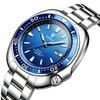 Business Mens Analog Watches Wateproof Diving Watch Luminous Dial Steel Band Daily Calendar Quartz Watch