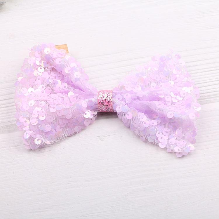 Korean Princess Style Bow Hair Clip with Colorful Sequins for Girls