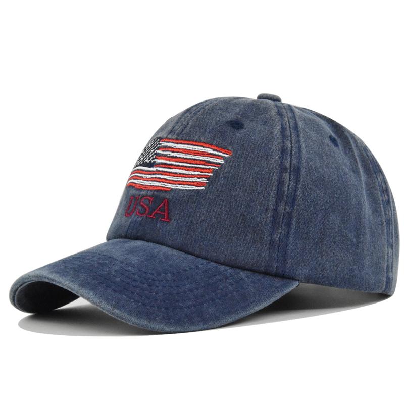 Vintage Usa Flag Embroidered Baseball Cap - Bold Lettering, Distressed Wash, Sun Protection - Trendy Dad Hat For Outdoor