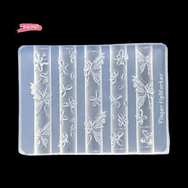 3D Acryl Nagelform Barock Herz Französische Halskette Schmetterling Blume Design DIY Nail Art Dekoration Transparent Maniküre Vorlage