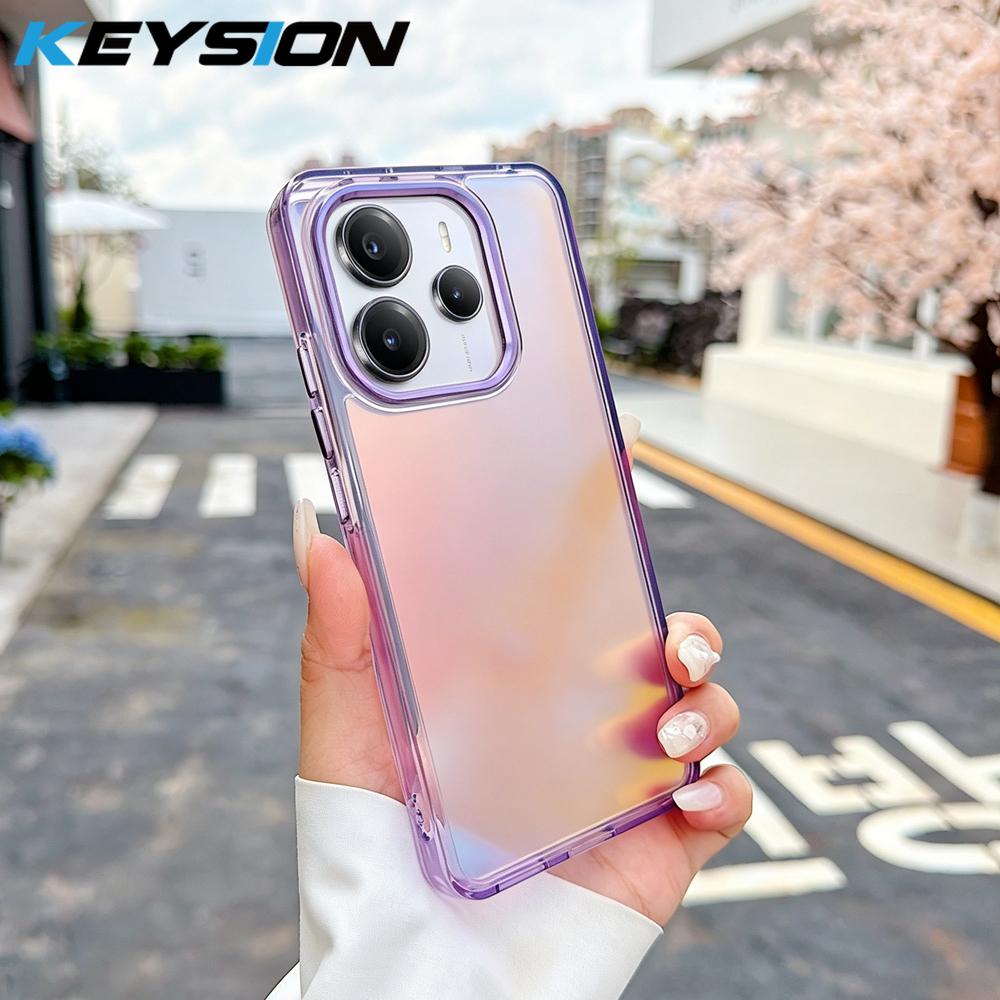 KEYSION Fashion Laser Gradient Colorful Phone Case for Redmi Note 14 4G 5G TPU+PC Shockproof Back Cover for Redmi Note 14