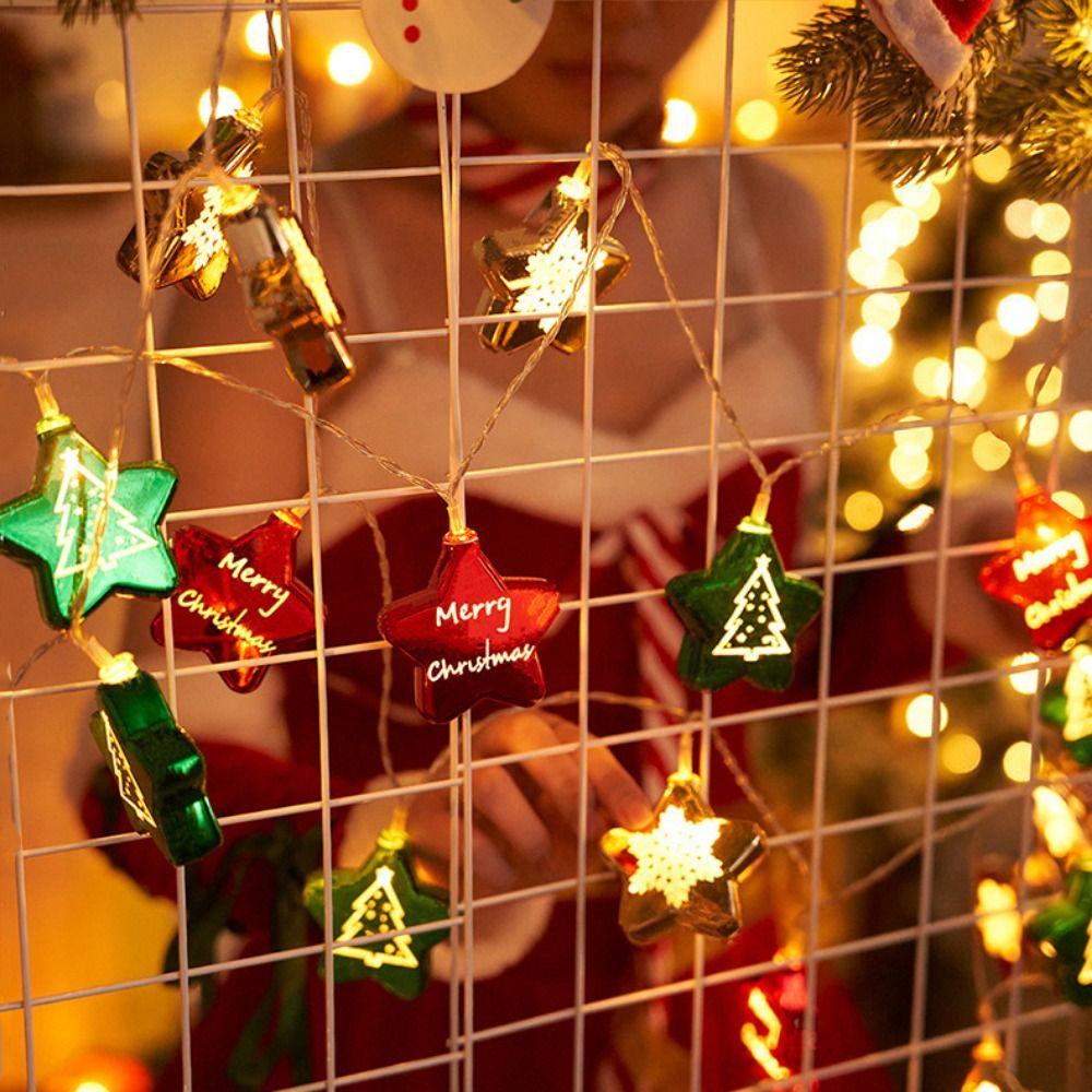 Decorative Christmas Ball Star LED Light String Plastic Twinkle Star String Light  New Year