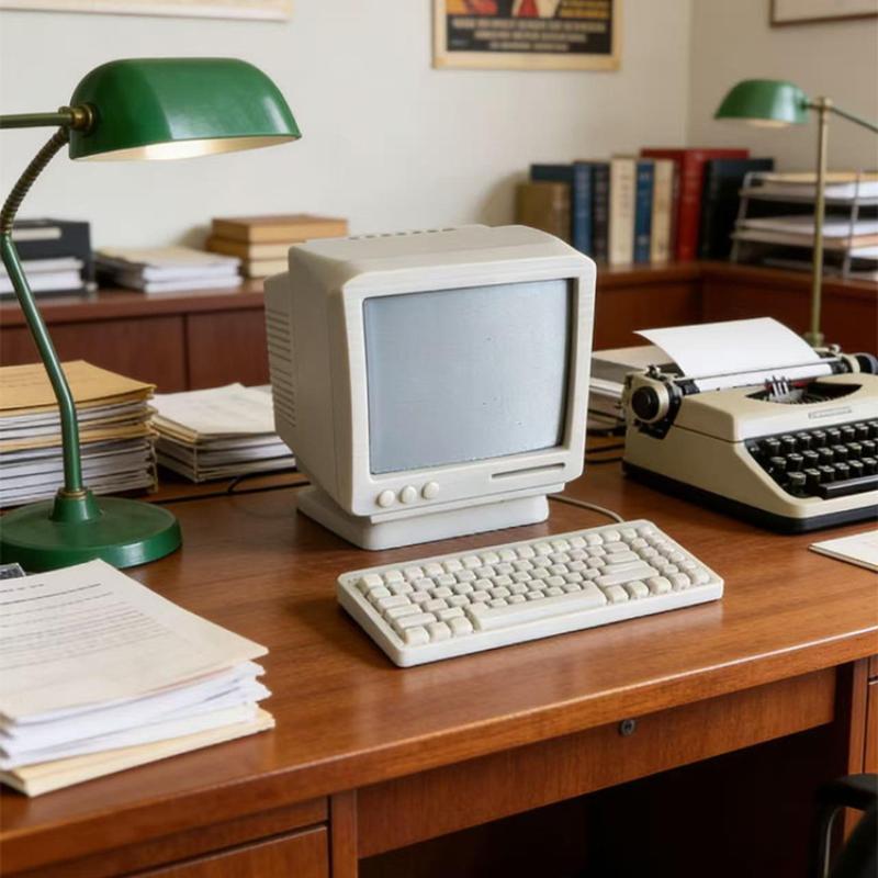 1/3 Sets 1:12/1:18 Dollhouse Mini Retro Desktop Computer Model Toys Miniature Home Scene Ornament Doll House Accessories