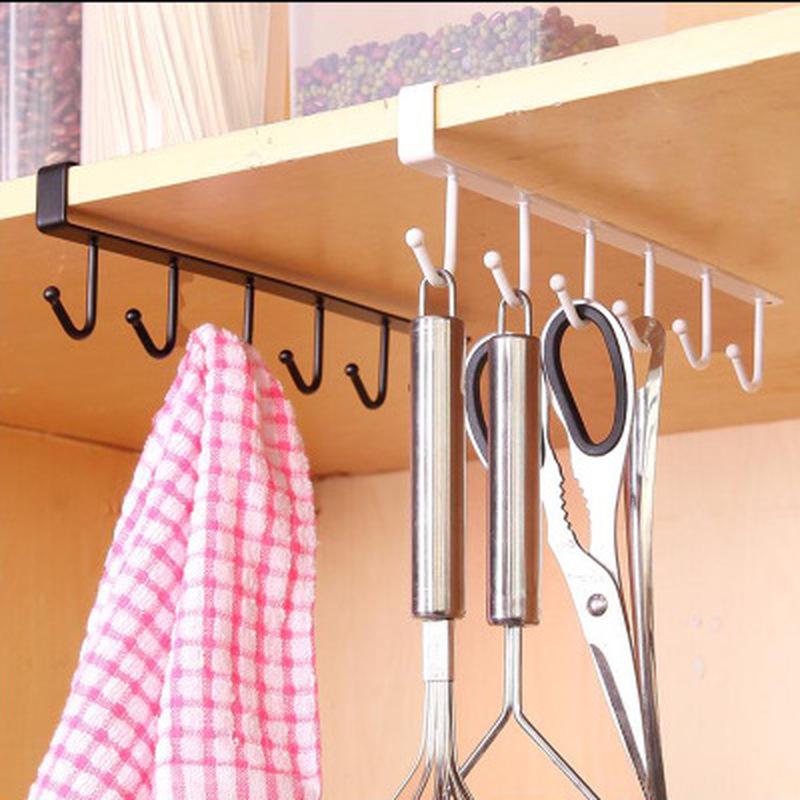 Hanging Rack Holder Hook Organizer Cup Towel Storage For Cupboard Kitchen Cabinet