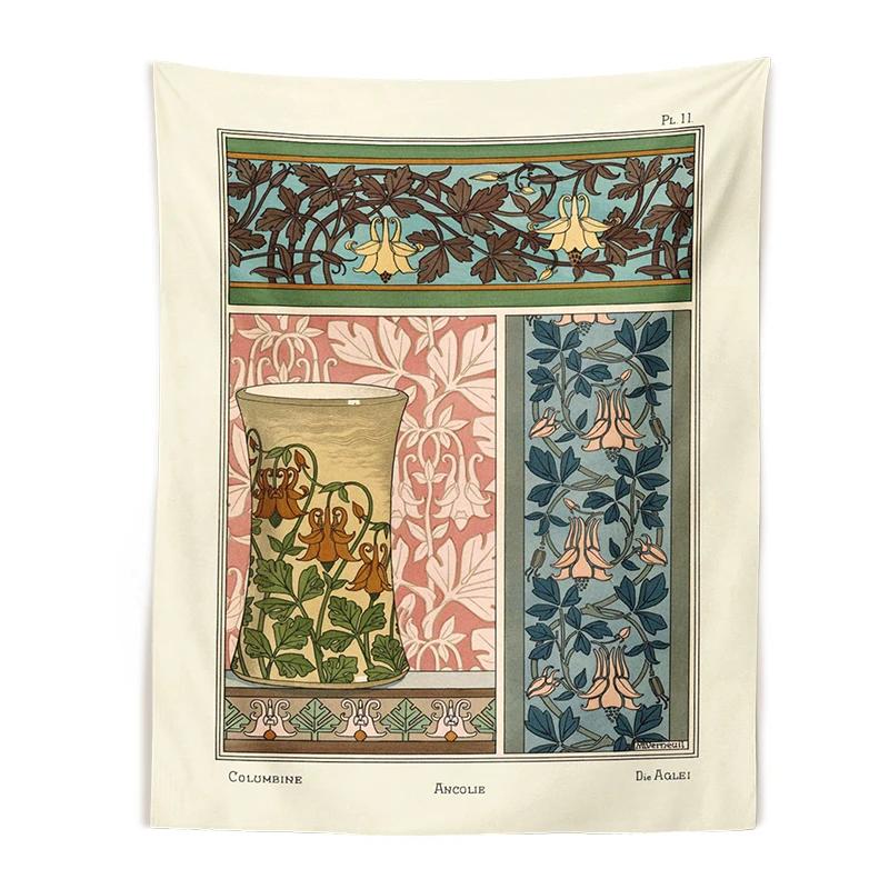 Retro flowers Tapestry Wall Hanging Botanical Wildflower Geranium Bohemian Tapestries Colorful Psychedelic INS Home Decor Art 100X70CM