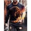 Autumn and Winter Men's Animal 3D Printed Crew Neck Long Sleeve T-Shirt
