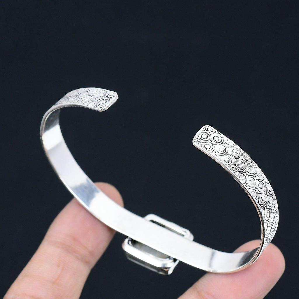 Halloween Sale Natural Maligano Jasper Art Deco Bangle Jewelry Sterling Silver