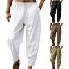 Pantaloni da uomo con coulisse, elastico in vita, gamba larga, a righe, cavallo profondo, tinta unita, larghi, morbidi, traspiranti, sportivi