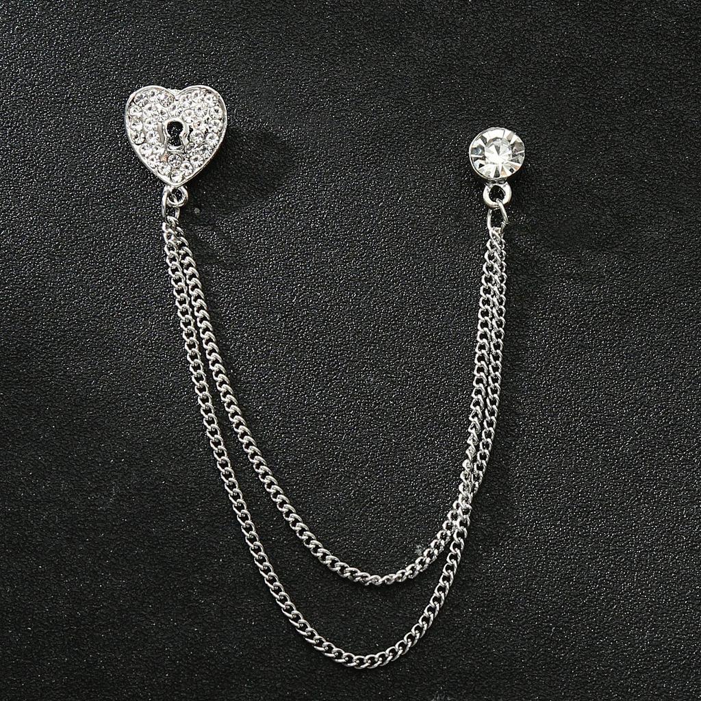 Herrenanzug-Reversnadel-Set im koreanischen Stil mit Kronenbrosche, Kette und Stern-Korsage