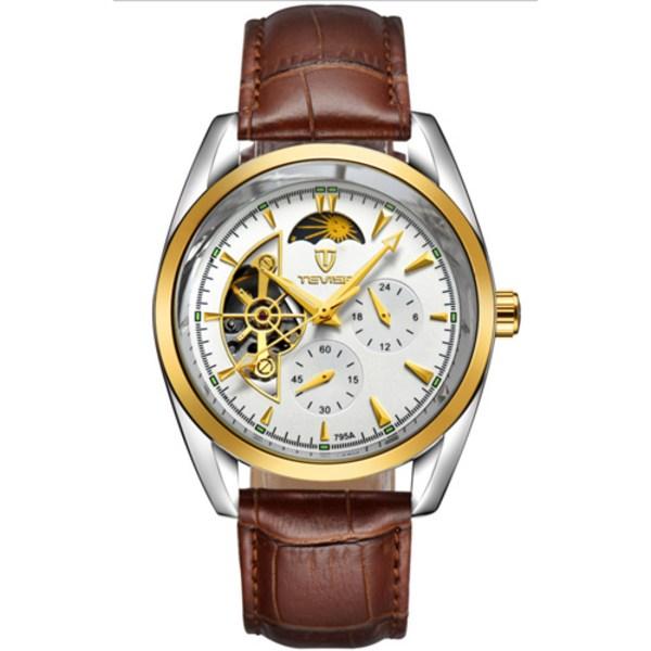 JPM TEVISE Men's Automatic Metal Watch Leather Watch 10 Types TVX01,Korean Popular Watches