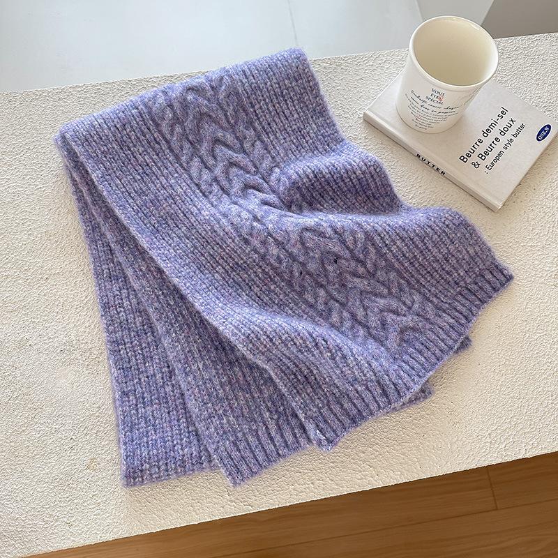 Knitted Fried Dough Twists Scarf for Female and Male Thick Warm Shawl for Student Lovers