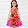 Summer Sleeveless Round-neck Vest Dresses Princess Dresses Cute 3D Printing Rose Pattern Girls' Dresses