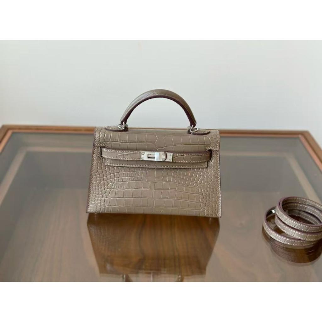 Kelli druhá generace 19cm vzor krokodýlí první vrstva hovězí kůže taška přes rameno messenger dámská taška high-end taška